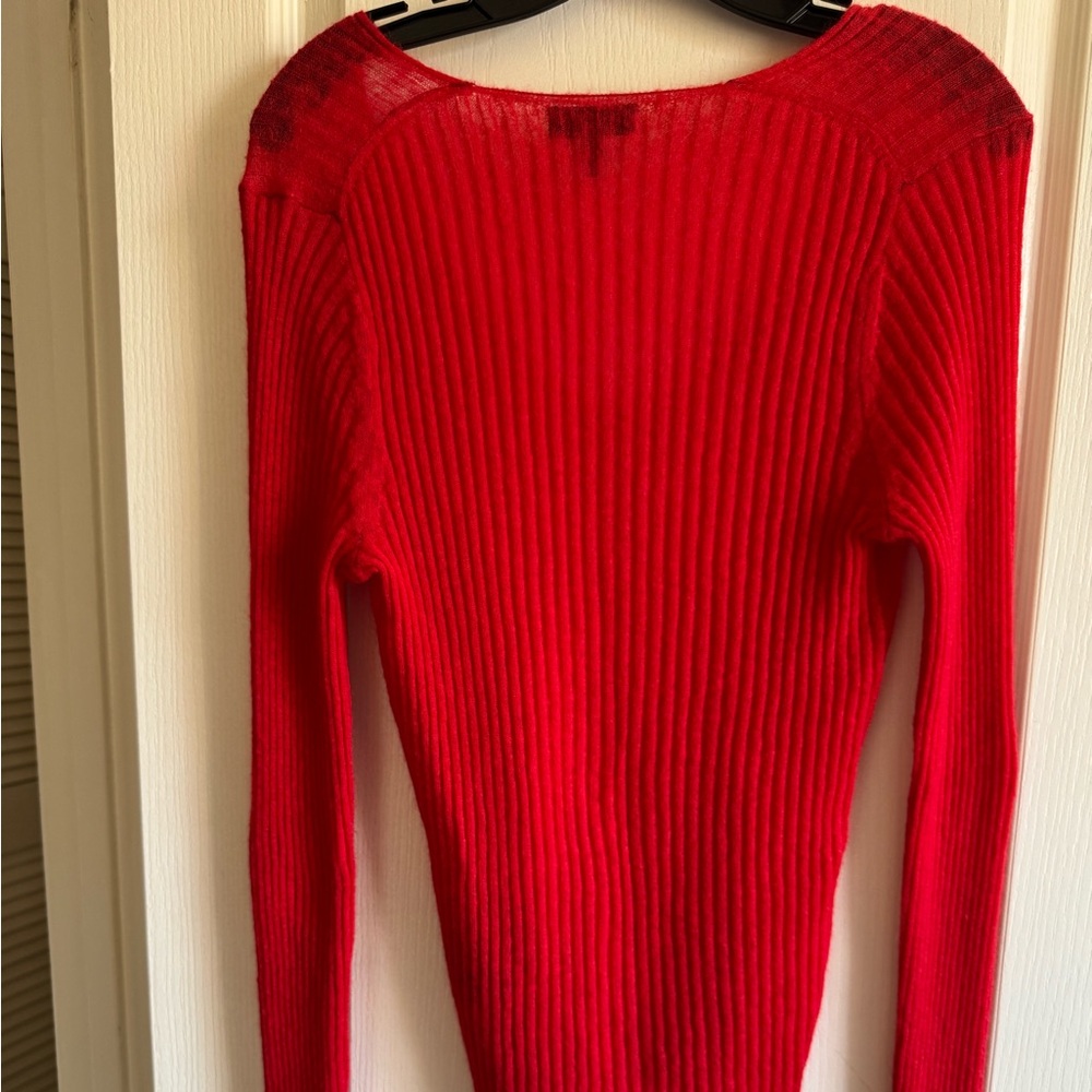Rag & Bone Red Crew Neck Sweater with Ribbed Knit